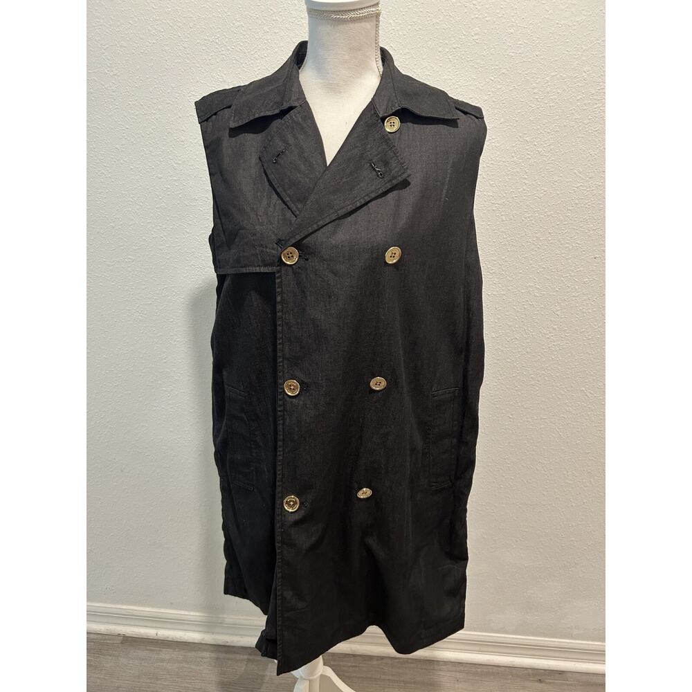 Michael Kors Womens Chambray Trenchcoat Dress Black Size Small Sleeveless Button